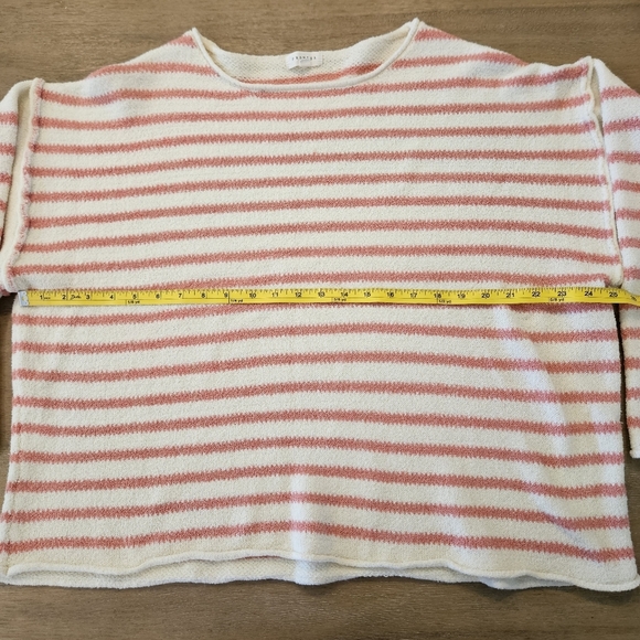 Promesa Oversized Striped Sweater Women’s Large Peachy Red White Cozy Knit - Picture 6 of 10
